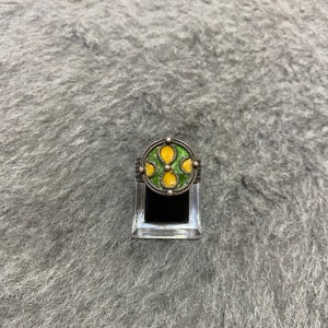 Old Silver Berber Enamel Ring From Morocco,Antique Berber Ring,Enamel Ring,Size US:9 1/2,Moroccan Jewelry