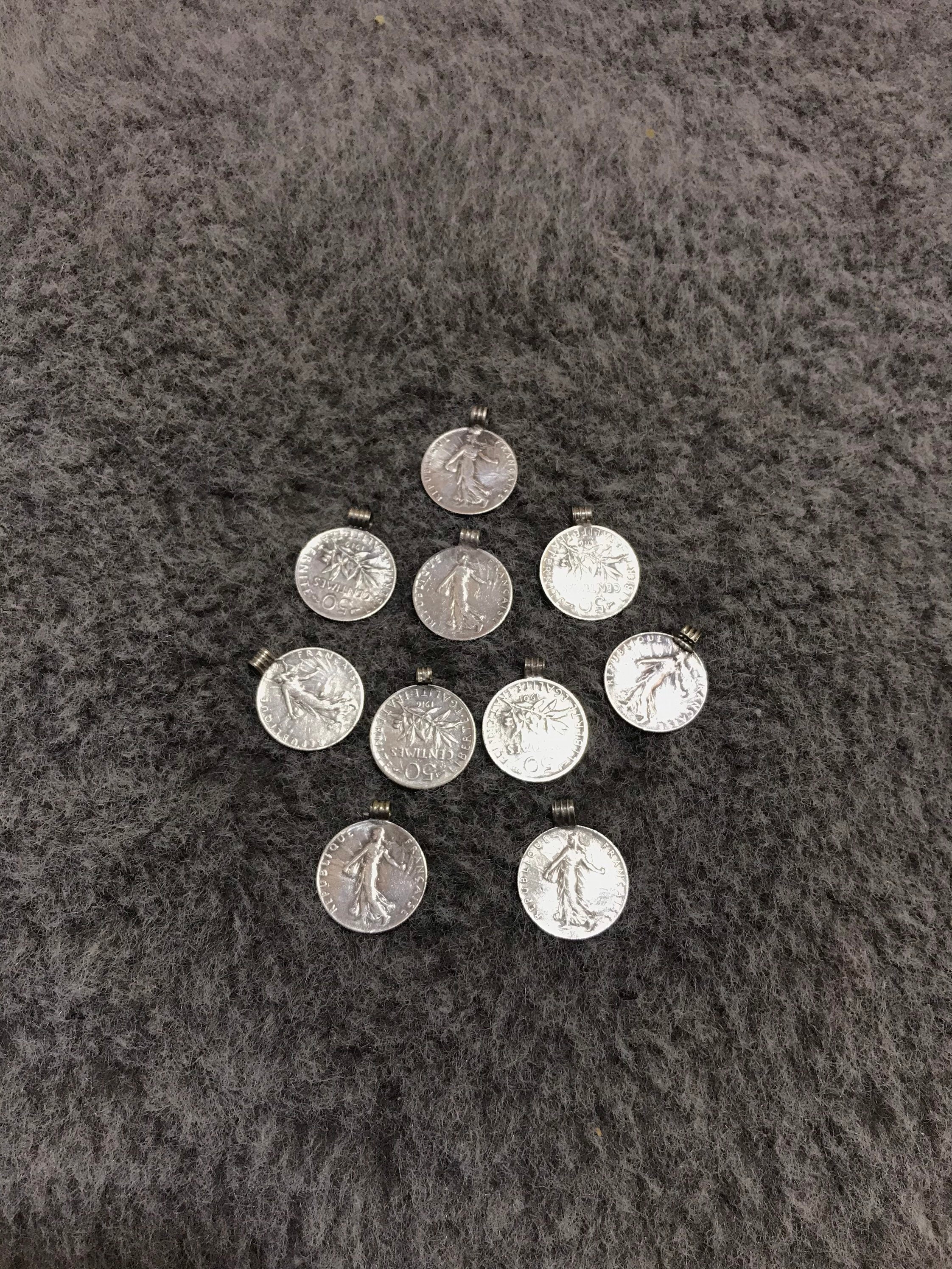 Set of 10 Antique/old Small Silver Coins From Franceold Small Etsy UK