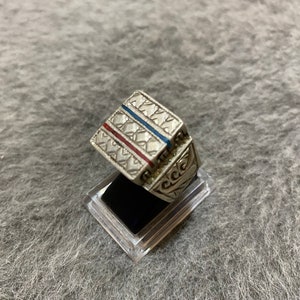 Morocco- Antique Berber Silver Ring From Morocco,Berber Enamel Ring,Handmade Silver Ring,Size US:13 3/4, Moroccan Jewelry