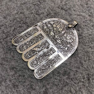 Berber Silver Khamsa From Morocco,Berber Pendant,Handmade Berber Khamsa,Hand Of Fatima Pendant,Moroccan Jewelry