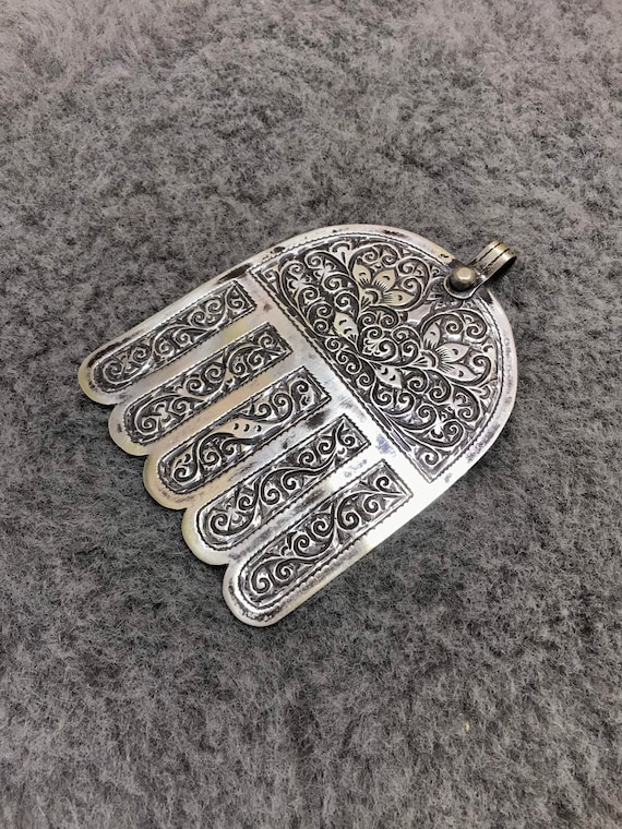 Berber Silver Khamsa From Morocco,Berber Pendant,Hand… - Gem