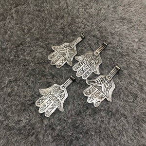 Set Of 4 Berber Silver Khamsa Pendants From Morocco,Antique Berber Hamsa,Hand Of Fatima,Moroccan Jewelry
