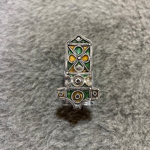 Morocco- Unique Berber Silver-Copper Ring,Berber Enamel Ring,Handmade Berber Silver Ring,Size US: 8, Gift For Her, Moroccan Jewelry