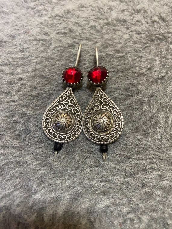 Morocco- Antique Berber Silver Earrings, Handmade 