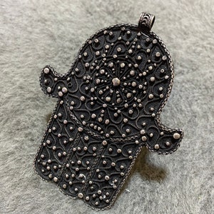 Morocco- Berber Silver Khamsa Pendant,Handmade Berber Hamsa,Hand Of Fatima,Berber Amulet,Moroccan Jewelry