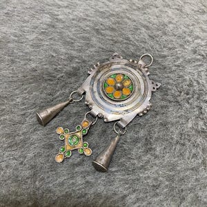 Morocco- Antique Silver Berber Pendant, Berber Enamel Hirz, Berber Amulet, Old Moroccan Pendant, Gift For Her, Moroccan Jewelry