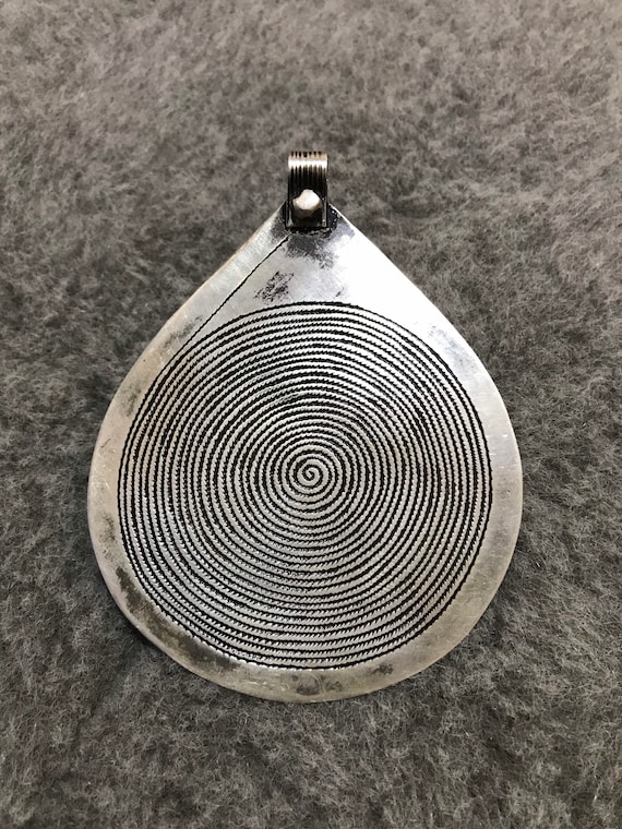 Moroccan Berber Silver Spiral Pendant,Berber Penda