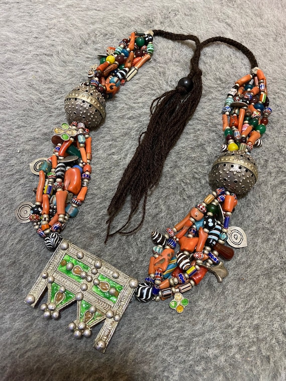 Morocco- Antique Berber Silver Necklace, Berber Necklace, Berber