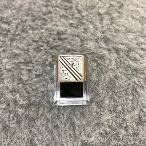 Antique Silver Berber Ring From Morocco,Berber Enamel Ring,Handmade Berber Ring,Size US:8 1/4,Moroccan Jewelry