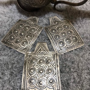 Set of 3 Antique Silver Moroccan Pendants With Niello, Berber pendants ,Niello Pendants,Superb Patina&Wear,African Jewelry,Moroccan Jewelry