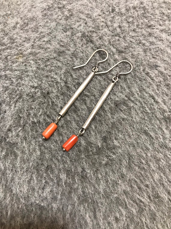 Moroccan Berber Silver-Coral Earrings,Old Coral Ea