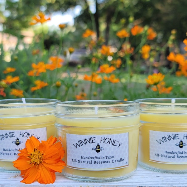 BEESWAX CANDLE | Non-Toxic Candle | Air Purifying Candle | All-Natural Candle | 4 oz Beeswax candle | Mason Jar Candle
