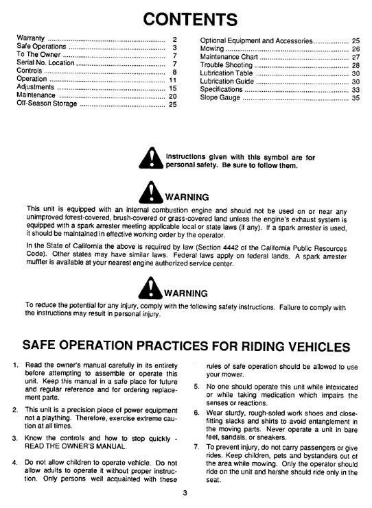 Cub Cadet Lawn Tractor 1315 1320 Operators Manual Reprint Comb Bound Etsy