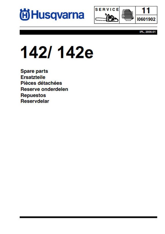 Husqvarna Chainsaw 142 142E Spare Parts Manual Reprinted Comb