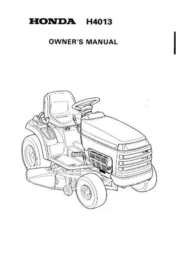 Honda Ride on Mower H4013 Owners Manual 89 Edition Reprinted Comb
