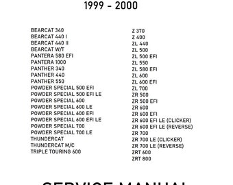 Arctic Cat Schneemobil 1999-2000 Bearcat 340 440 Service Werkstatt Reparatur Handbuch