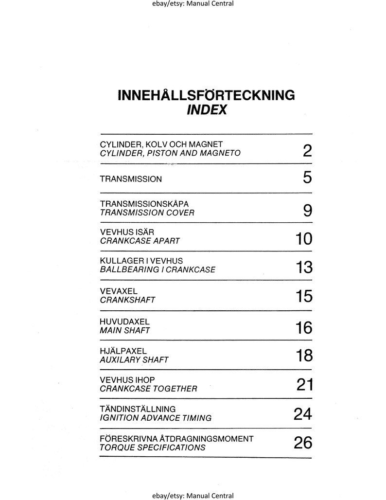 Husqvarna 1980 to 1985 Primary Kick Engine Repair Workshop Service Manual Reprinted Comb Bound image 2