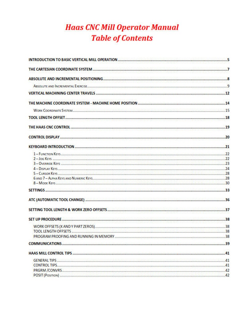 Haas Mill Series Cnc Mill Operator Training Manual Reprinted Comb Bound