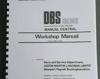 Aston Martin Dbs Saloon Workshop Repair Manual Réimprimé A4 Comb Bound Dbs5000