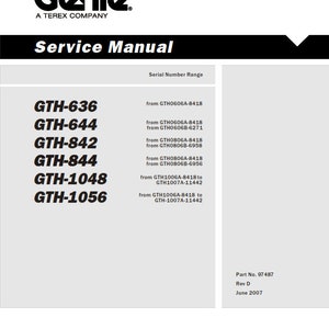 Genie Gth 636 644 842 844 1048 1056 Service Workshop Repair Manual Reprinted 07