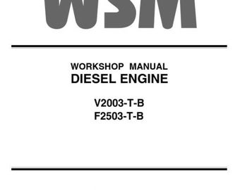 Kubota Engine V2003-T-B F2503-T-B Workshop Service Manual Reprinted Comb Bound