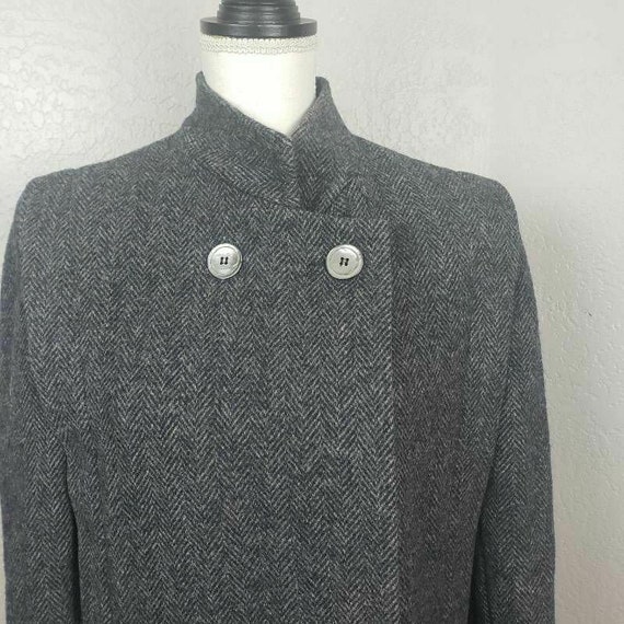 I. Magnin Womens Jacket Coat Gray Herringbone Woo… - image 4
