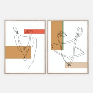 Minimalist Woman Line Art Digital Print Set of 2 Modern | Etsy