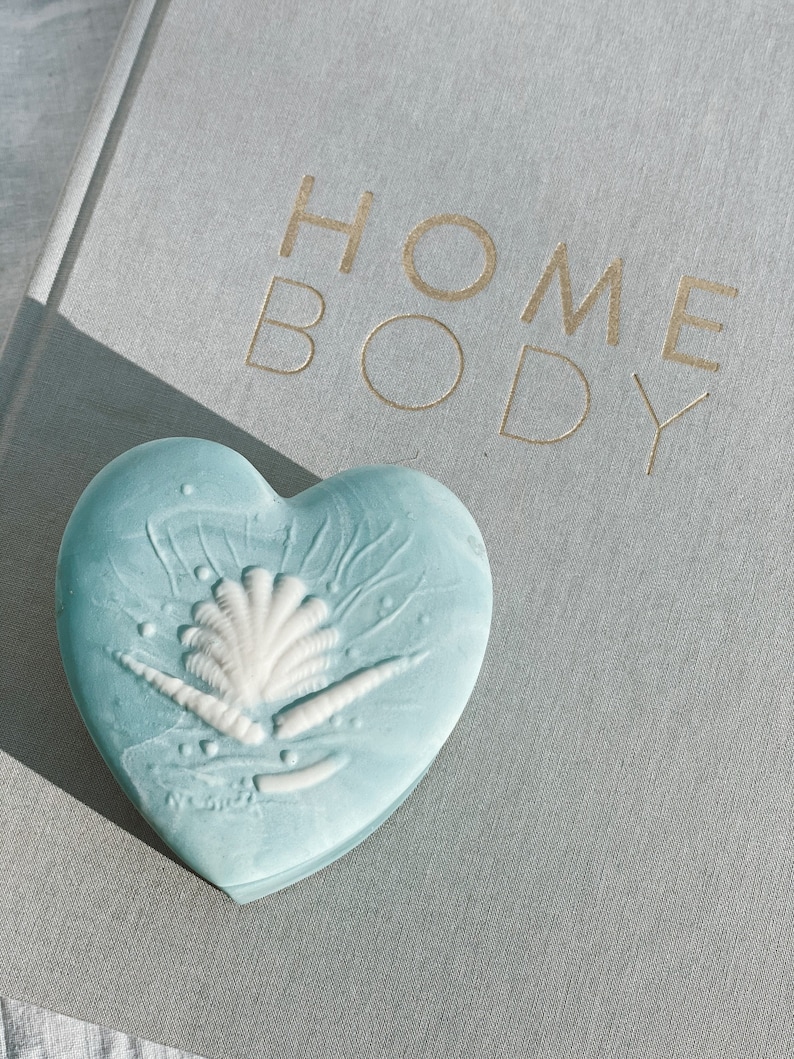 with Seashells Engraved! Baby Blue Ceramic Heart Shaped Box