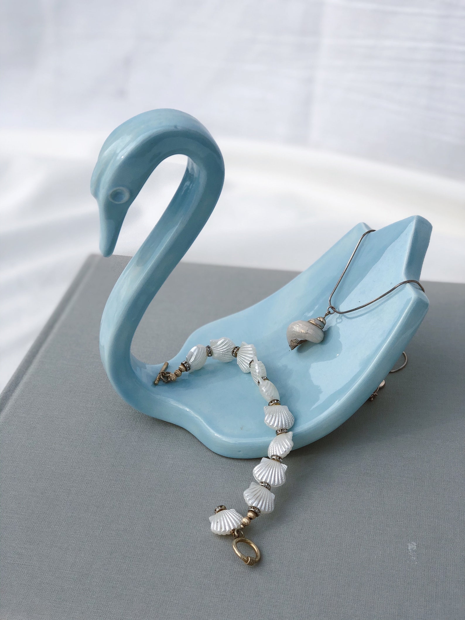 Light Blue Vintage Ceramic Swan Towel Holder Perfect For Etsy