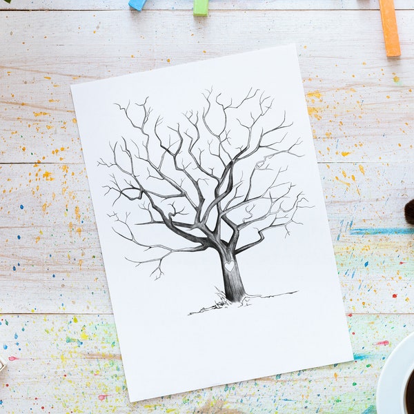 Fingerprint tree Guest Book: Unique Gift Digital Download for Weddings or Special Occasions