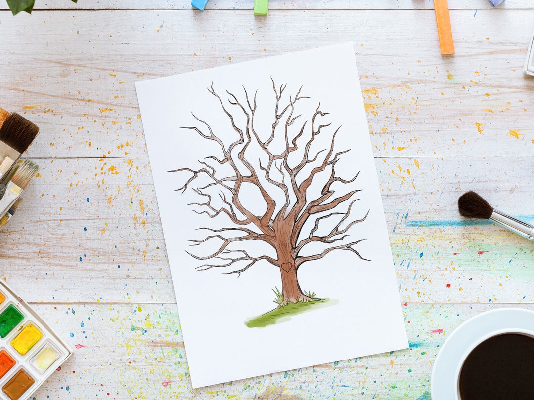 Fingerprint Tree, Printable Instant Download, Anniversary, Guest Book ...