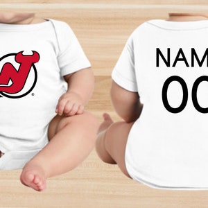 New Jersey Devils onesie, tył i przód, niemowlęcy, unisex onesie, ciążowy onesie
