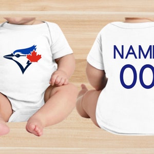 Toronto Blue Jays onesie, Back and font, Baby newborn onesie, Pregnancy onesie