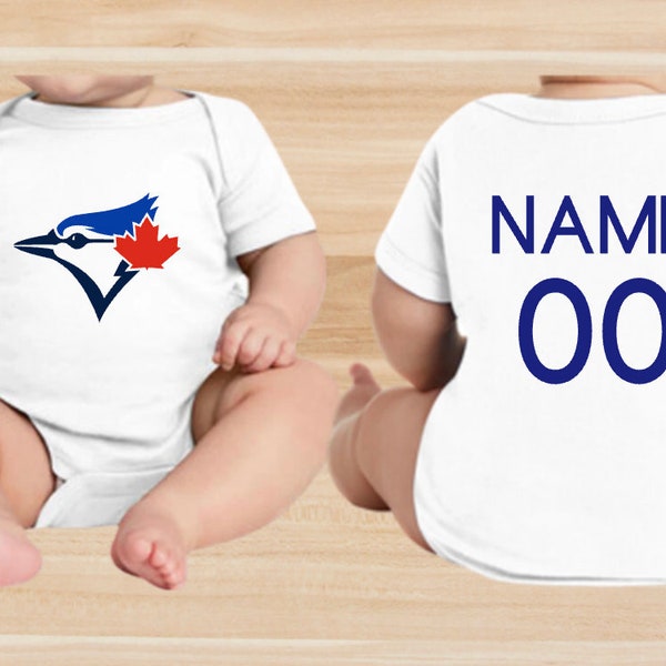 Toronto Blue Jays onesie, Back and front, Baby newborn onesie, Pregnancy onesie