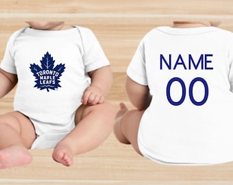 Toronto Maple Leafs onesie, Back and front, Baby newborn onesie, Pregnancy onesie