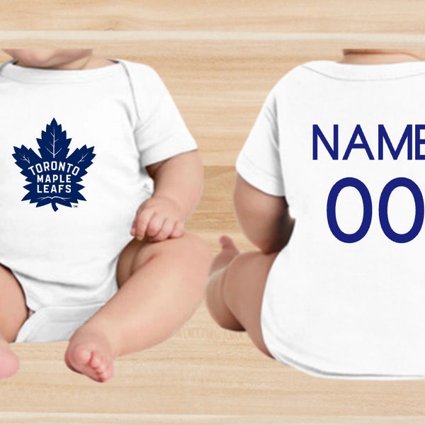 Toronto Maple Leafs onesie, Back and front, Baby newborn onesie, Pregnancy onesie