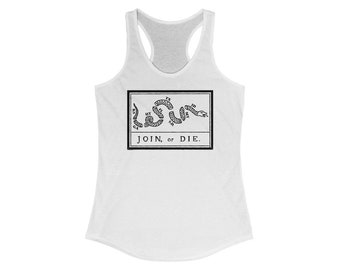 Junte-se ou morra regata feminina Racerback ideal moderna com anulação da 10ª Emenda