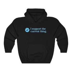 Ich unterstütze die aktuelle Sache geprüfte Checkmark Unisex Heavy Blend™ KapuzenPullover Sweatshirt konservativen libertarian blau check überprüft twitter