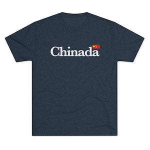 Chinada Canadian Chinese Flag Trucker Convoy Canada Protest Men&#39;s Tri-Blend Crew Tee T-Shirt Honk Freedom Liberty