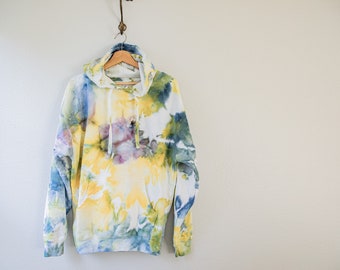 hand dyed hooded sweatshirt / tie dyed hoodie / one of a kind / ice dyed hooded sweatshirt / hoodie