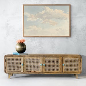 Wolken vor blauem Himmel, Minimal Einfache Wolken Malerei, Himmel Kunst, Wolken Druck, Weiße Wolken Leinwand Druck Wandkunst