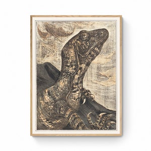 Leguaan By Theo Van Hoytema Canvas Art Print, Iguana Decor, Iguana Wall Art, Reptile, Lizard, Antique Reproduction, Wildlife Wall Decor