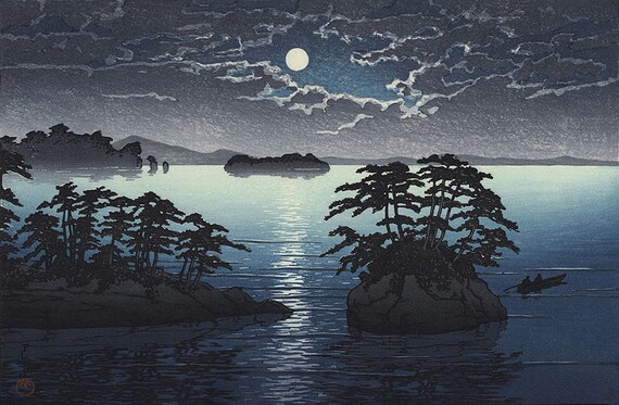 Kawase Hasui Prints Futago Island Moonlight at Matsushima by