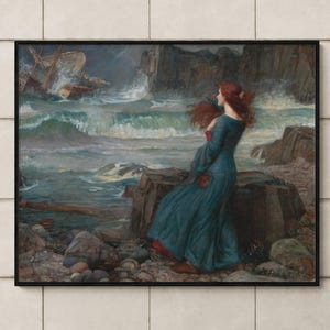 Miranda - The Tempest by John William Waterhouse, English Pre-Raphaelite Painting Archival Giclée Fine Art Print Home Decor