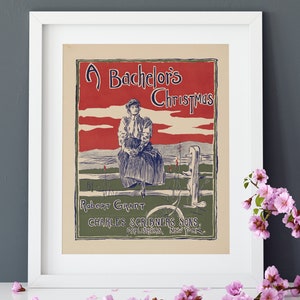 Un cartel de propaganda vintage de Navidad de soltero, póster de publicidad vintage Reproducción de póster retro vintage mujer, publicidad de niña