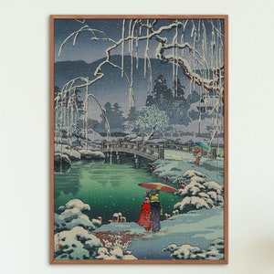 Tsuchiya Koitsu Ukiyo e Prints -  Fishing for Cormorants at Nagaragawa 1940 by Tsuchiya Koitsu, Japanese modern Ukiyo e prints
