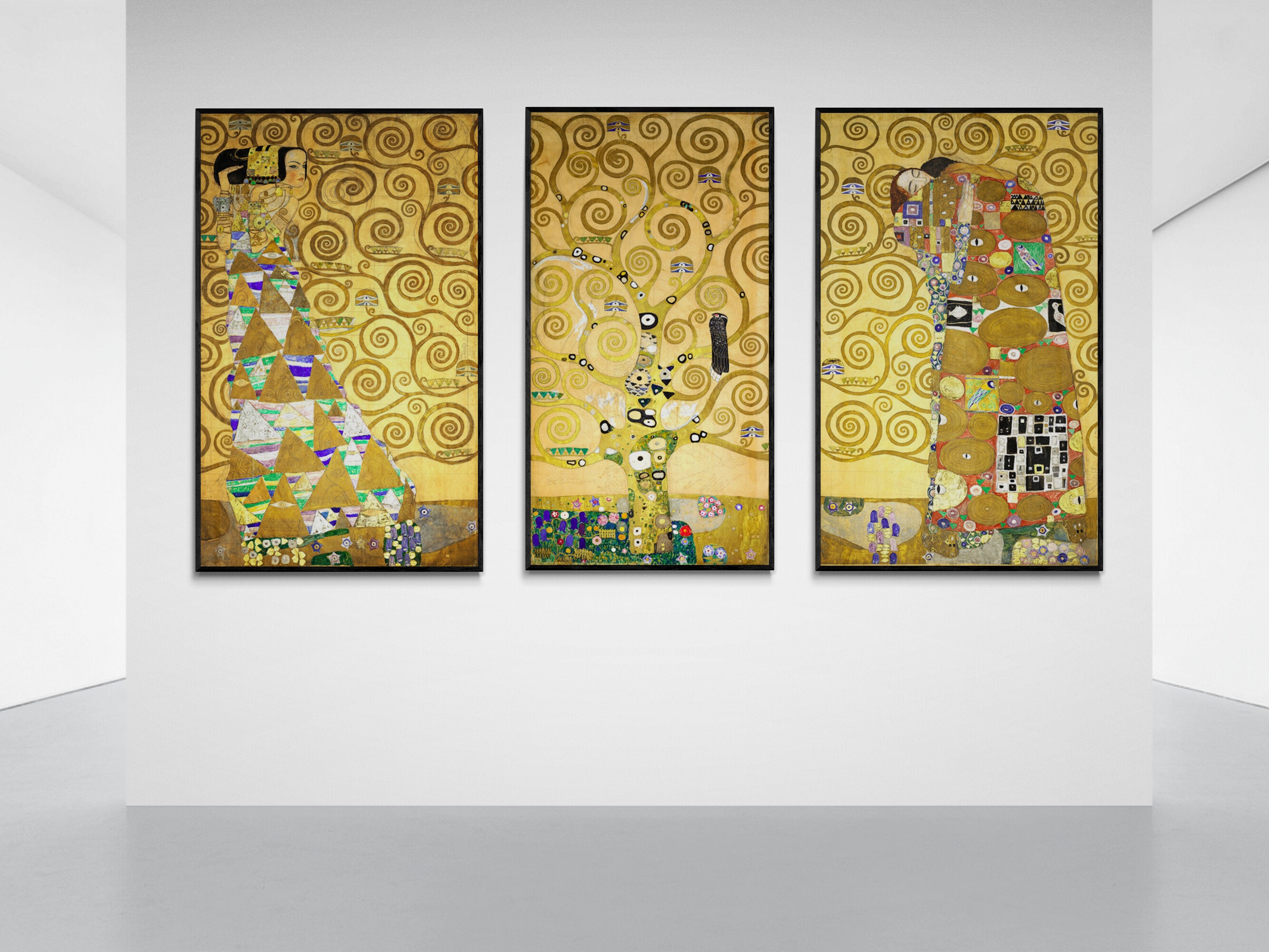 巨大 クリムト 生命の木 抽象画 Tree of Life キャンバス 青