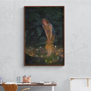Midsummer Eve Edward Robert Hughes 1908 Art Print Portrait Vintage Poster Canvas Wall Art Décor Gift, Painting Wall Art Prints Room Decor