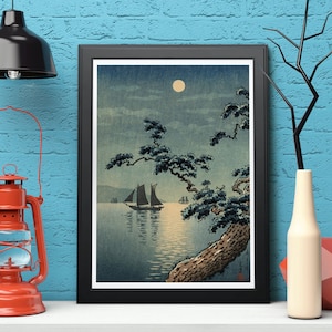 Tsuchiya Koitsu Ukiyo e Prints -  MAIKO-NO-HAMA (Maiko Beach) Posthumous printing by Tsuchiya Koitsu, Japanese Woodblock Prints
