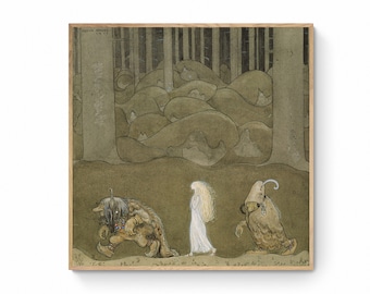 The Princess and the Trolls by John Bauer Canvas Print, Fairy Tale Wall Art, Trolls, Princess, Storybook Art, Boy&#39;S Room, Fantasy Wall Art